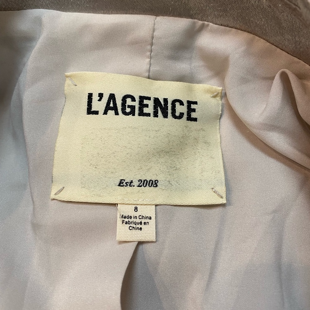 L'AGENCE Chamberlain Blazer in Platinum Silver Satin Size 8 - Picture 10 of 17